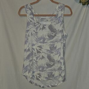 Eddie Bauer Gray Sleeveless Tank Top with Floral Design Womens Medium